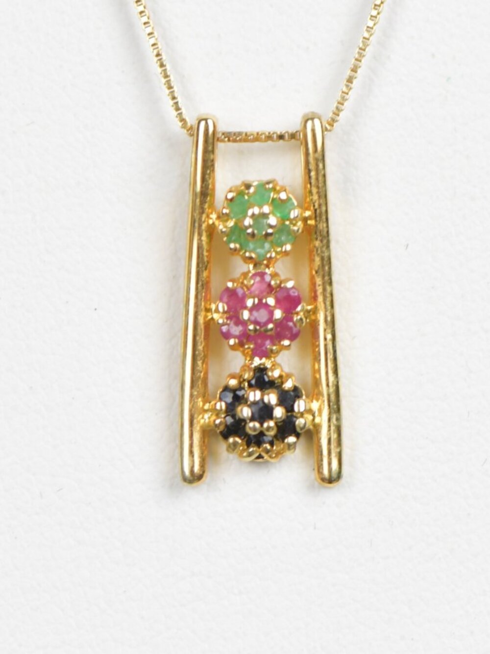 ROSS SIMONS CHINA 925 Sterling Silver Gold Vermeil Ruby/Emerald/Sapphire